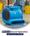 Person using Powerful 1HP 4000+ CFM 3-Speed Air Mover Floor Blower For Drying Carpets And Floors Heavy-Duty Rotomolded Housing
