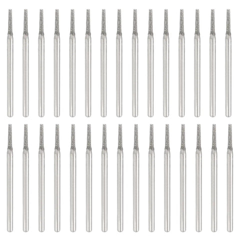 Front view of 30-Piece Diamond Hole Saw Drill Bits Set 80 Grit with Cylindrical Head for Gemstone Glass Jade Carving 2.35mm Shank
