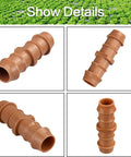 20 Piece One Half Inch Drip Irrigation Barbed Coupling Connectors For 0.56 To 0.60 Inch Tubing, close-up on connectors