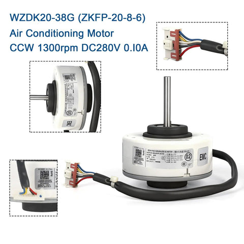 Air Conditioning Fan Motor With Inverter Brushless DC For Central AC Units 20W 280V DC 1300 RPM CCW Rotation 0.10A Replacement OEM