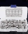 Stainless Steel Spiral Threaded Inserts Kit For M8x1.25 Helical Thread Insertion, 80 Piece Set, shown in a clear storage case