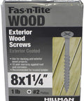 Fas-n-Tite Wood exterior wood screws 8x1¼" pack, exterior coated for decking and treated lumber projects.