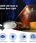 LED Barn Light Dusk To Dawn Outdoor Flood Light 100W 10000LM 5000K Daylight illuminating a barn at night