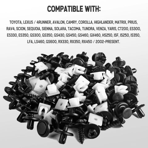 Engine Under Cover Clips And Fender Push Pin Rivets Kit 101 Pcs For Toyota And Lexus Camry Corolla with retainer clips and grommets