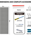 Accordion Door Curtain With Adhesive Track 100 Percent Blackout For Bedroom Closet Or Room Divider Gray 43 Inch Wide By 78 Inch Long Faux Linen Look No Rod Needed Easy Install Interior Doorway Curtain with tools and accessories.
