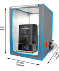 All In One Resin 3D Printer Enclosure With Ventilation Kit and UV Block Window, fits Ender 3 and most SLA printers, dimensions shown