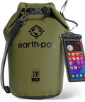 Roll Top Waterproof Dry Bag For Kayak Gear And Boat Essentials That Keeps Your Phone Safe In A Waterproof Case Heavy Duty Yet Lightweight Dry Sack For Adventure Camping Hiking And Water Sports 20L forest green