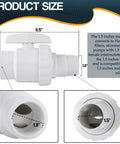 Two Pack 1.5 Inch MIP To 1.5 Inch FIP Plug And Play Two Way Trimline Ball Valve For Hayward Pool Filter SP0723, product size diagram