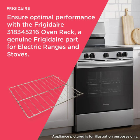 Oven Rack Replacement For Electric Ranges And Stoves Model 318345216 beside a kitchen stove