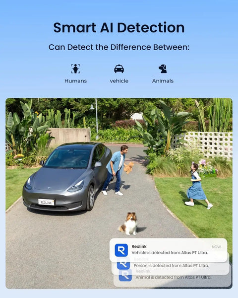 Image illustrating smart AI detection with Altas PT Ultra 4K Outdoor Security Camera With Solar Power ColorX Night Vision for home.