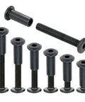 Built Different Black M6 Furniture Connector Bolts Assortment Kit showing hex cap nuts and assorted lengths of woodworking screws.