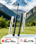 12 Inch 40 Lbs Gas Struts For Weather Guard Tool Box Replacements And Camper Shell Lid Shocks, showing extended 12.2 inch & compressed 7.5 inch lengths.