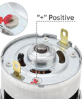 Beefy 21V DC Motor With 19500 RPM And 10T Helical Gear High Torque Replacement showing positive terminal detail