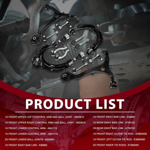 Ultimate Front Control Arm Kit With Ball Joints Sway Bar Links And Tie Rods Perfect For Your Daily Ride Or Weekend Warrior Builds Keeps Things Smooth And Safe On The Road. front suspension parts