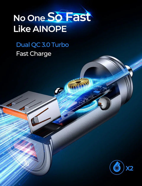 Internal view of Ultra Compact 45W USB Car Charger Adapter With All Metal Body Cigarette Lighter Fast Charge For Android And IPhone