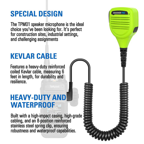 Two Pin Walkie Talkie Speaker Microphone With PTT For GMRS Ham Radio Shoulder Clip On Remote Mic 2 Pack Green