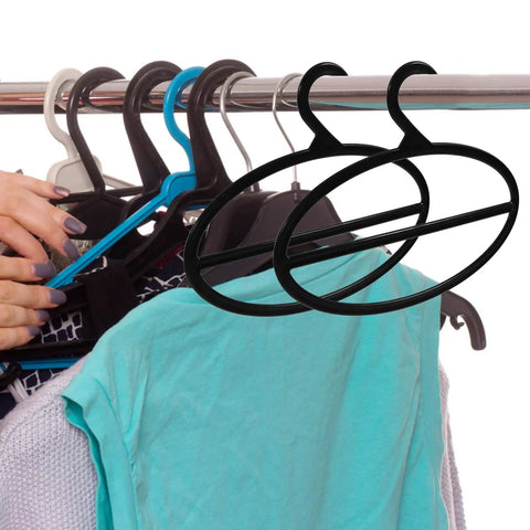 10 Pack Black Plastic Scarf Organizer With Rotating Swivel Design For Closet Storage Space Saving Multi Layer Hanger To Kick Clutter To The Curb And Keep Your Favorite Threads Organized Daily with clothing.