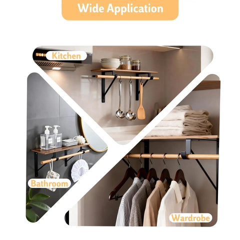 10 Pack Heavy Duty Closet Rod Bracket Set Black Wall Mounted Shelf Brackets With Rod Holders 10.8 X 10.8 Inch Durable Iron Construction Easy Install Built To Last Home Organization Essentials in kitchen, bathroom and wardrobe