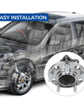Illustration showing Rear Wheel Bearing And Hub Assembly For Your Ride 5 Lug With ABS next to a transparent car model