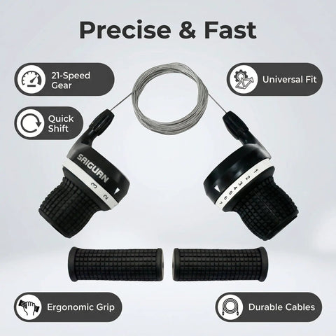 21 Speed Twist Grip Shifter Set For Mountain Bikes 3X7 Gear Shifters With Cables And Handle Grips Replacement For MTB City Commuter Easy Install Smooth And Precise Shifting