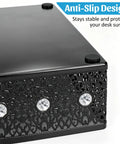 Close-up of mesh desk paper tray organizer with anti-slip design, featuring ornate detailing and clear gems.