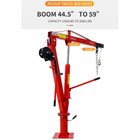 Built Tough Steel Truck Crane and Bed Hoist with Hand Winch for Pickup Trucks Beast Mode Hydraulic Extendable Boom detailed view