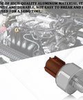 Oil Pressure Sensor Switch For Honda Accord Crosstour Odyssey Pilot Passport Ridgeline With Automatic Transmission Direct Fit Replace 37240-R70-A02 37240-R70-A03 37240-R70-A04, aluminum material, shown in front of car engine.