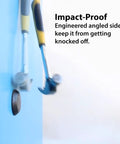 AirTag Adhesive Security Mount TagVault Low Profile Holder installed on blue surface with 3M VHB adhesive, impact-proof description