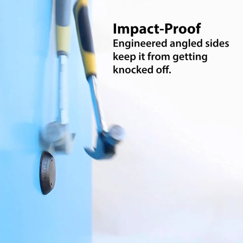 AirTag Adhesive Security Mount TagVault Low Profile Holder installed on blue surface with 3M VHB adhesive, impact-proof description