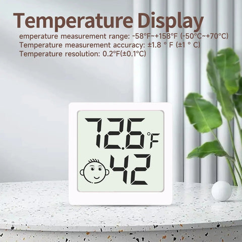 Six Pack Mini Humidity Meter Hygrometer Digital Temperature And Humidity Monitor For Home Office Garden And Basement Easy Readouts With Three Comfort Level Indicators white ABS case on shelf