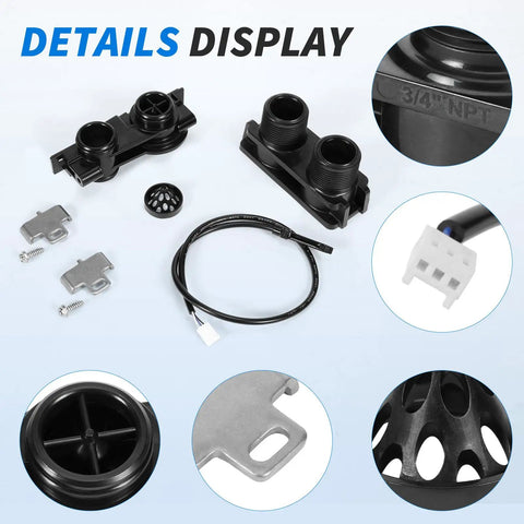 Electronic Turbine Meter Replacement For 3/4 Inch NPT Plastic Yoke Water Softener Flow Meter Compatible With Pentair Fleck Valves 2510 4650 5000 5600 5600SXT 5800 6700 9000 9100, black plastic yoke and sensor kit