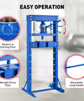 Heavy Duty 20 Ton Hydraulic Shop Press With Solid H Frame Build And Adjustable Work Table For Garage Floor Projects, showing easy operation features.