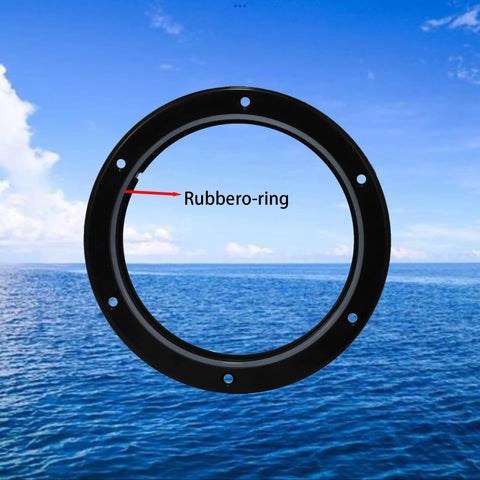 Rock Solid Two Pack Black 4 Inch Round Non Slip Marine Deck Hatch With Detachable Cover and Top Shelf Rubber Seal For Yachts Boats Kayaks And Rv Uv Resistant Abs with rubbero-ring visible.