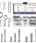122-Piece Pin Fastener Set With 4 Styles Clevis Pins, Cotter Pins, Dowel Pins, And Hair Pins For Gearheads, 304 Stainless Steel, Boxed