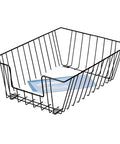 Wire Desk Tray Organizer For Letter And Legal Size Papers Black 5 Inch Buildable File Bin showcasing a letter-sized document inside.