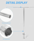 Heavy Duty T Handle Socket Wrench For Motorcycle And Atv Bolts, polished steel, deep hex spanner close-up view.