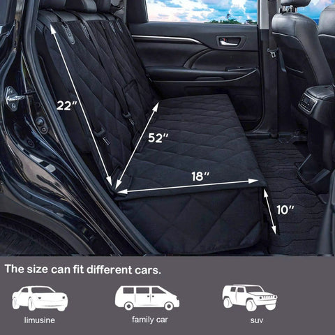 Side view of installed Backseat Dog Car Seat Cover Waterproof, Nonslip And Scratch-Proof Protector for pet fur and mud in SUV.