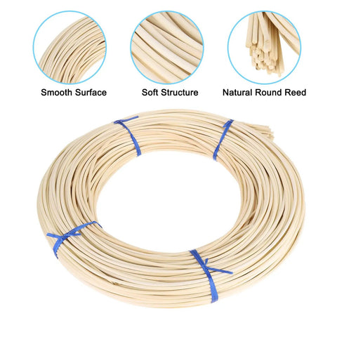Round Reed Spline 350 Ft Roll 0.14 Inch for DIY furniture and basket weaving, smooth surface and soft structure rattan reed.