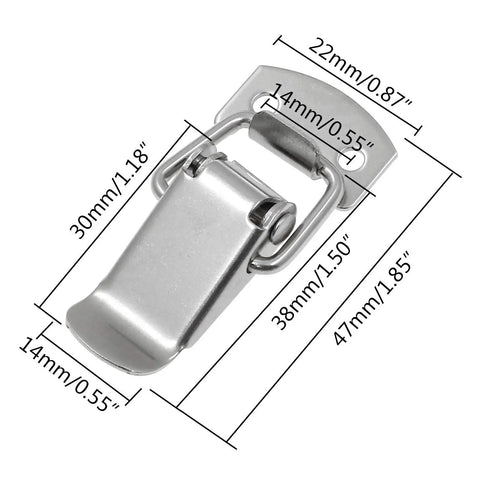 Spring Loaded Toggle Lock Clasp Latch Set In Stainless Steel Anti-Corrosion Cabinet And Box Security Clasps With Mounting Screws 38mm Long