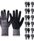 Micro Foam Nitrile Work Gloves With Spandex Liner For Ultra Grip And Breathable Oil Friendly Wear Nitrile Coated Handwear CE Approved 15 Gauge Ergonomic Design Smart Touch Thin Machine Washable Grey Large 12 Pairs Pack