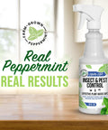 Natural Peppermint Bug Spray For Dogs And Cats Kickin Fleas And Ticks Away Safe For Kids And Pets Badass Natural Protection Allergen Free Garden Patio Defense 16 Ounce on wooden tabletop.