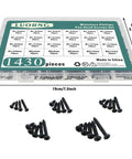 Massive 1430 Piece Black Carbon Steel Miniature Phillips Pan Head Screw Set M1.2 M1.4 M1.5 M1.7 M2 For Electronics Repair