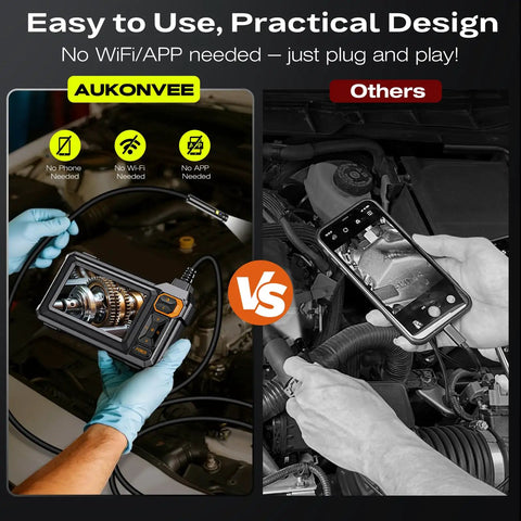 Comparison of Boss HD Endoscope Camera With Light 1920P vs smartphone for car engine inspection