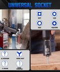 80 Piece Magnetic Impact Nut Driver Set with socket adapters and universal socket in use on impact drivers and drills.