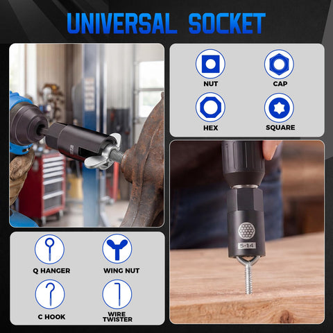 80 Piece Magnetic Impact Nut Driver Set with socket adapters and universal socket in use on impact drivers and drills.