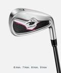 Women's Complete Golf Club Set With Stand Bag Right Handed 11 Piece Including Driver Wood Hybrid Irons Sand Wedge Putter And 3 Headcovers Lightweight Carbon Shafts iron
