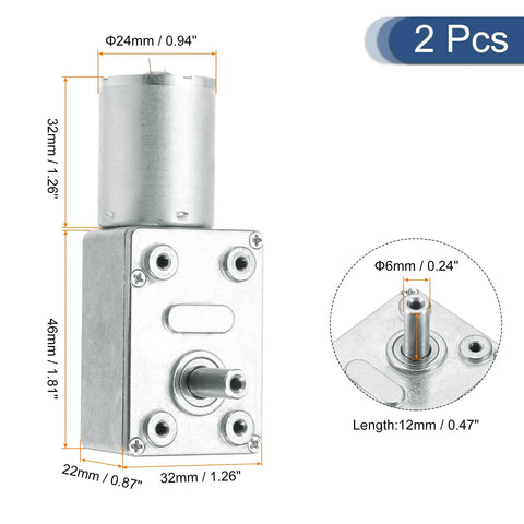 2 pcs Meccanixity DC 12V 18 RPM reversible worm gear motor with 6 mm D-shaped shaft