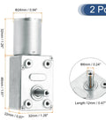 Two Pack DC 12V 2 RPM Reversible Worm Gear Motor Reducer With 6mm D Shape Shaft, detailed dimensions