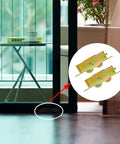 2 Pack Sliding Patio Door Tandem Roller Assembly Replacement Fits Guardian Croft VinylMax And Other Sliding Door Manufacturers 1-1/4 Inch Steel Ball Bearing End Adjustment 5-3/4 Inch Screw Hole Centers next to patio door with view of garden and small side table.