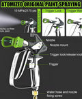 Cordless Airless Paint Sprayer With Roomy 1.7 Liter Tank Wireless Spray Gun for detailed nozzle and trigger features.
